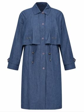 Vintage sequence women's Blue Rain Full Length Relaxed Fit Trench Coat sz 11/12